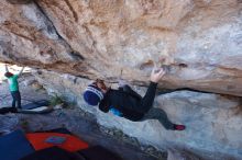 Bouldering in Hueco Tanks on 02/22/2019 with Blue Lizard Climbing and Yoga

Filename: SRM_20190222_1155470.jpg
Aperture: f/6.3
Shutter Speed: 1/250
Body: Canon EOS-1D Mark II
Lens: Canon EF 16-35mm f/2.8 L