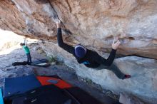 Bouldering in Hueco Tanks on 02/22/2019 with Blue Lizard Climbing and Yoga

Filename: SRM_20190222_1155490.jpg
Aperture: f/6.3
Shutter Speed: 1/250
Body: Canon EOS-1D Mark II
Lens: Canon EF 16-35mm f/2.8 L