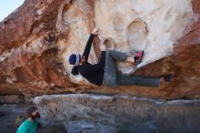 Bouldering in Hueco Tanks on 02/22/2019 with Blue Lizard Climbing and Yoga

Filename: SRM_20190222_1200430.jpg
Aperture: f/8.0
Shutter Speed: 1/250
Body: Canon EOS-1D Mark II
Lens: Canon EF 16-35mm f/2.8 L