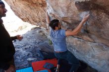 Bouldering in Hueco Tanks on 02/22/2019 with Blue Lizard Climbing and Yoga

Filename: SRM_20190222_1229070.jpg
Aperture: f/6.3
Shutter Speed: 1/250
Body: Canon EOS-1D Mark II
Lens: Canon EF 16-35mm f/2.8 L