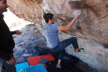 Bouldering in Hueco Tanks on 02/22/2019 with Blue Lizard Climbing and Yoga

Filename: SRM_20190222_1229071.jpg
Aperture: f/6.3
Shutter Speed: 1/250
Body: Canon EOS-1D Mark II
Lens: Canon EF 16-35mm f/2.8 L