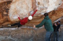 Bouldering in Hueco Tanks on 02/22/2019 with Blue Lizard Climbing and Yoga

Filename: SRM_20190222_1249070.jpg
Aperture: f/5.6
Shutter Speed: 1/250
Body: Canon EOS-1D Mark II
Lens: Canon EF 50mm f/1.8 II