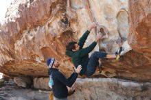 Bouldering in Hueco Tanks on 02/22/2019 with Blue Lizard Climbing and Yoga

Filename: SRM_20190222_1259170.jpg
Aperture: f/5.6
Shutter Speed: 1/250
Body: Canon EOS-1D Mark II
Lens: Canon EF 50mm f/1.8 II