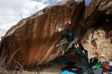 Bouldering in Hueco Tanks on 02/22/2019 with Blue Lizard Climbing and Yoga

Filename: SRM_20190222_1334180.jpg
Aperture: f/8.0
Shutter Speed: 1/250
Body: Canon EOS-1D Mark II
Lens: Canon EF 16-35mm f/2.8 L