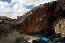 Bouldering in Hueco Tanks on 02/22/2019 with Blue Lizard Climbing and Yoga

Filename: SRM_20190222_1341410.jpg
Aperture: f/7.1
Shutter Speed: 1/250
Body: Canon EOS-1D Mark II
Lens: Canon EF 16-35mm f/2.8 L