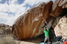 Bouldering in Hueco Tanks on 02/22/2019 with Blue Lizard Climbing and Yoga

Filename: SRM_20190222_1350270.jpg
Aperture: f/7.1
Shutter Speed: 1/250
Body: Canon EOS-1D Mark II
Lens: Canon EF 16-35mm f/2.8 L