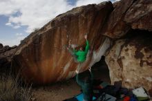 Bouldering in Hueco Tanks on 02/22/2019 with Blue Lizard Climbing and Yoga

Filename: SRM_20190222_1406160.jpg
Aperture: f/7.1
Shutter Speed: 1/320
Body: Canon EOS-1D Mark II
Lens: Canon EF 16-35mm f/2.8 L