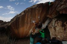 Bouldering in Hueco Tanks on 02/22/2019 with Blue Lizard Climbing and Yoga

Filename: SRM_20190222_1421360.jpg
Aperture: f/7.1
Shutter Speed: 1/320
Body: Canon EOS-1D Mark II
Lens: Canon EF 16-35mm f/2.8 L