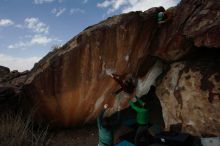 Bouldering in Hueco Tanks on 02/22/2019 with Blue Lizard Climbing and Yoga

Filename: SRM_20190222_1421430.jpg
Aperture: f/7.1
Shutter Speed: 1/320
Body: Canon EOS-1D Mark II
Lens: Canon EF 16-35mm f/2.8 L