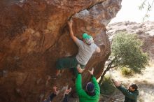 Bouldering in Hueco Tanks on 02/22/2019 with Blue Lizard Climbing and Yoga

Filename: SRM_20190222_1509010.jpg
Aperture: f/7.1
Shutter Speed: 1/250
Body: Canon EOS-1D Mark II
Lens: Canon EF 16-35mm f/2.8 L