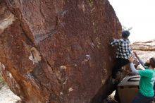 Bouldering in Hueco Tanks on 02/22/2019 with Blue Lizard Climbing and Yoga

Filename: SRM_20190222_1514390.jpg
Aperture: f/5.0
Shutter Speed: 1/250
Body: Canon EOS-1D Mark II
Lens: Canon EF 16-35mm f/2.8 L