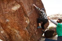 Bouldering in Hueco Tanks on 02/22/2019 with Blue Lizard Climbing and Yoga

Filename: SRM_20190222_1521111.jpg
Aperture: f/6.3
Shutter Speed: 1/250
Body: Canon EOS-1D Mark II
Lens: Canon EF 16-35mm f/2.8 L