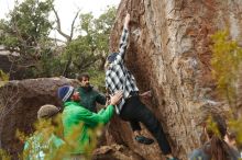 Bouldering in Hueco Tanks on 02/22/2019 with Blue Lizard Climbing and Yoga

Filename: SRM_20190222_1554210.jpg
Aperture: f/4.0
Shutter Speed: 1/500
Body: Canon EOS-1D Mark II
Lens: Canon EF 50mm f/1.8 II