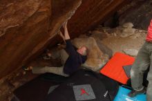 Bouldering in Hueco Tanks on 02/22/2019 with Blue Lizard Climbing and Yoga

Filename: SRM_20190222_1653490.jpg
Aperture: f/5.0
Shutter Speed: 1/250
Body: Canon EOS-1D Mark II
Lens: Canon EF 16-35mm f/2.8 L