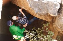 Bouldering in Hueco Tanks on 02/24/2019 with Blue Lizard Climbing and Yoga

Filename: SRM_20190224_1117100.jpg
Aperture: f/4.0
Shutter Speed: 1/250
Body: Canon EOS-1D Mark II
Lens: Canon EF 50mm f/1.8 II