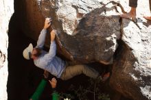 Bouldering in Hueco Tanks on 02/24/2019 with Blue Lizard Climbing and Yoga

Filename: SRM_20190224_1127400.jpg
Aperture: f/5.6
Shutter Speed: 1/500
Body: Canon EOS-1D Mark II
Lens: Canon EF 50mm f/1.8 II