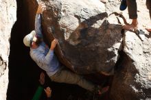 Bouldering in Hueco Tanks on 02/24/2019 with Blue Lizard Climbing and Yoga

Filename: SRM_20190224_1127440.jpg
Aperture: f/5.6
Shutter Speed: 1/800
Body: Canon EOS-1D Mark II
Lens: Canon EF 50mm f/1.8 II