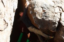 Bouldering in Hueco Tanks on 02/24/2019 with Blue Lizard Climbing and Yoga

Filename: SRM_20190224_1135480.jpg
Aperture: f/4.0
Shutter Speed: 1/1600
Body: Canon EOS-1D Mark II
Lens: Canon EF 50mm f/1.8 II