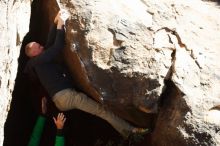 Bouldering in Hueco Tanks on 02/24/2019 with Blue Lizard Climbing and Yoga

Filename: SRM_20190224_1135550.jpg
Aperture: f/4.0
Shutter Speed: 1/1600
Body: Canon EOS-1D Mark II
Lens: Canon EF 50mm f/1.8 II