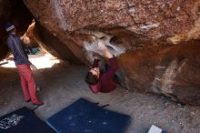 Bouldering in Hueco Tanks on 02/24/2019 with Blue Lizard Climbing and Yoga

Filename: SRM_20190224_1218300.jpg
Aperture: f/5.6
Shutter Speed: 1/250
Body: Canon EOS-1D Mark II
Lens: Canon EF 16-35mm f/2.8 L