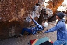 Bouldering in Hueco Tanks on 02/24/2019 with Blue Lizard Climbing and Yoga

Filename: SRM_20190224_1224060.jpg
Aperture: f/5.6
Shutter Speed: 1/400
Body: Canon EOS-1D Mark II
Lens: Canon EF 16-35mm f/2.8 L