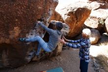 Bouldering in Hueco Tanks on 02/24/2019 with Blue Lizard Climbing and Yoga

Filename: SRM_20190224_1240240.jpg
Aperture: f/5.6
Shutter Speed: 1/400
Body: Canon EOS-1D Mark II
Lens: Canon EF 16-35mm f/2.8 L