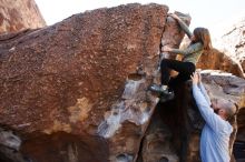 Bouldering in Hueco Tanks on 02/24/2019 with Blue Lizard Climbing and Yoga

Filename: SRM_20190224_1241490.jpg
Aperture: f/5.6
Shutter Speed: 1/250
Body: Canon EOS-1D Mark II
Lens: Canon EF 16-35mm f/2.8 L