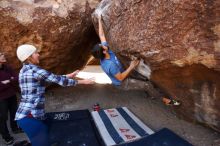 Bouldering in Hueco Tanks on 02/24/2019 with Blue Lizard Climbing and Yoga

Filename: SRM_20190224_1242500.jpg
Aperture: f/5.6
Shutter Speed: 1/160
Body: Canon EOS-1D Mark II
Lens: Canon EF 16-35mm f/2.8 L