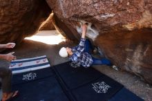 Bouldering in Hueco Tanks on 02/24/2019 with Blue Lizard Climbing and Yoga

Filename: SRM_20190224_1251360.jpg
Aperture: f/5.6
Shutter Speed: 1/250
Body: Canon EOS-1D Mark II
Lens: Canon EF 16-35mm f/2.8 L