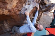 Bouldering in Hueco Tanks on 02/24/2019 with Blue Lizard Climbing and Yoga

Filename: SRM_20190224_1253170.jpg
Aperture: f/5.6
Shutter Speed: 1/250
Body: Canon EOS-1D Mark II
Lens: Canon EF 16-35mm f/2.8 L