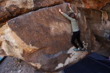 Bouldering in Hueco Tanks on 02/24/2019 with Blue Lizard Climbing and Yoga

Filename: SRM_20190224_1314420.jpg
Aperture: f/5.0
Shutter Speed: 1/400
Body: Canon EOS-1D Mark II
Lens: Canon EF 16-35mm f/2.8 L