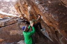 Bouldering in Hueco Tanks on 02/24/2019 with Blue Lizard Climbing and Yoga

Filename: SRM_20190224_1333380.jpg
Aperture: f/5.0
Shutter Speed: 1/320
Body: Canon EOS-1D Mark II
Lens: Canon EF 16-35mm f/2.8 L