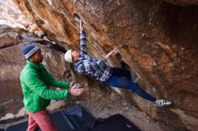 Bouldering in Hueco Tanks on 02/24/2019 with Blue Lizard Climbing and Yoga

Filename: SRM_20190224_1338330.jpg
Aperture: f/5.0
Shutter Speed: 1/250
Body: Canon EOS-1D Mark II
Lens: Canon EF 16-35mm f/2.8 L