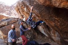 Bouldering in Hueco Tanks on 02/24/2019 with Blue Lizard Climbing and Yoga

Filename: SRM_20190224_1344110.jpg
Aperture: f/5.0
Shutter Speed: 1/320
Body: Canon EOS-1D Mark II
Lens: Canon EF 16-35mm f/2.8 L