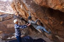 Bouldering in Hueco Tanks on 02/24/2019 with Blue Lizard Climbing and Yoga

Filename: SRM_20190224_1350380.jpg
Aperture: f/5.0
Shutter Speed: 1/250
Body: Canon EOS-1D Mark II
Lens: Canon EF 16-35mm f/2.8 L