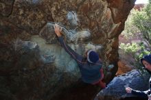 Bouldering in Hueco Tanks on 02/24/2019 with Blue Lizard Climbing and Yoga

Filename: SRM_20190224_1401110.jpg
Aperture: f/5.6
Shutter Speed: 1/250
Body: Canon EOS-1D Mark II
Lens: Canon EF 16-35mm f/2.8 L