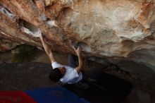 Bouldering in Hueco Tanks on 03/01/2019 with Blue Lizard Climbing and Yoga

Filename: SRM_20190301_1120520.jpg
Aperture: f/5.6
Shutter Speed: 1/250
Body: Canon EOS-1D Mark II
Lens: Canon EF 16-35mm f/2.8 L