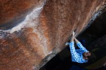 Bouldering in Hueco Tanks on 03/01/2019 with Blue Lizard Climbing and Yoga

Filename: SRM_20190301_1132070.jpg
Aperture: f/5.6
Shutter Speed: 1/400
Body: Canon EOS-1D Mark II
Lens: Canon EF 16-35mm f/2.8 L