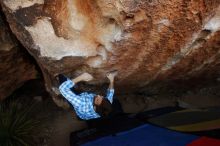 Bouldering in Hueco Tanks on 03/01/2019 with Blue Lizard Climbing and Yoga

Filename: SRM_20190301_1142250.jpg
Aperture: f/5.0
Shutter Speed: 1/250
Body: Canon EOS-1D Mark II
Lens: Canon EF 16-35mm f/2.8 L