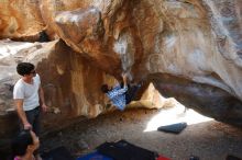 Bouldering in Hueco Tanks on 03/01/2019 with Blue Lizard Climbing and Yoga

Filename: SRM_20190301_1230500.jpg
Aperture: f/5.0
Shutter Speed: 1/250
Body: Canon EOS-1D Mark II
Lens: Canon EF 16-35mm f/2.8 L