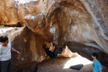 Bouldering in Hueco Tanks on 03/01/2019 with Blue Lizard Climbing and Yoga

Filename: SRM_20190301_1233190.jpg
Aperture: f/5.0
Shutter Speed: 1/250
Body: Canon EOS-1D Mark II
Lens: Canon EF 16-35mm f/2.8 L