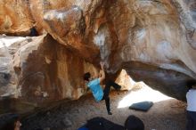 Bouldering in Hueco Tanks on 03/01/2019 with Blue Lizard Climbing and Yoga

Filename: SRM_20190301_1242220.jpg
Aperture: f/5.0
Shutter Speed: 1/250
Body: Canon EOS-1D Mark II
Lens: Canon EF 16-35mm f/2.8 L