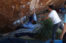 Bouldering in Hueco Tanks on 03/01/2019 with Blue Lizard Climbing and Yoga

Filename: SRM_20190301_1344050.jpg
Aperture: f/3.5
Shutter Speed: 1/200
Body: Canon EOS-1D Mark II
Lens: Canon EF 50mm f/1.8 II