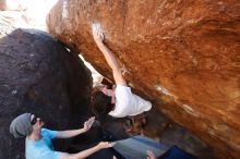 Bouldering in Hueco Tanks on 03/01/2019 with Blue Lizard Climbing and Yoga

Filename: SRM_20190301_1655300.jpg
Aperture: f/5.6
Shutter Speed: 1/250
Body: Canon EOS-1D Mark II
Lens: Canon EF 16-35mm f/2.8 L