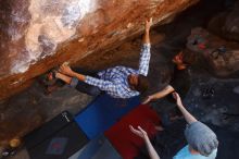 Bouldering in Hueco Tanks on 03/01/2019 with Blue Lizard Climbing and Yoga

Filename: SRM_20190301_1726460.jpg
Aperture: f/5.0
Shutter Speed: 1/250
Body: Canon EOS-1D Mark II
Lens: Canon EF 16-35mm f/2.8 L