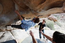 Bouldering in Hueco Tanks on 03/02/2019 with Blue Lizard Climbing and Yoga

Filename: SRM_20190302_1036540.jpg
Aperture: f/5.6
Shutter Speed: 1/320
Body: Canon EOS-1D Mark II
Lens: Canon EF 16-35mm f/2.8 L