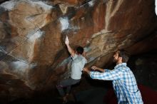 Bouldering in Hueco Tanks on 03/02/2019 with Blue Lizard Climbing and Yoga

Filename: SRM_20190302_1212500.jpg
Aperture: f/8.0
Shutter Speed: 1/250
Body: Canon EOS-1D Mark II
Lens: Canon EF 16-35mm f/2.8 L