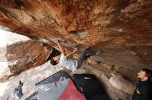 Bouldering in Hueco Tanks on 03/02/2019 with Blue Lizard Climbing and Yoga

Filename: SRM_20190302_1349330.jpg
Aperture: f/5.6
Shutter Speed: 1/250
Body: Canon EOS-1D Mark II
Lens: Canon EF 16-35mm f/2.8 L