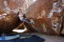 Bouldering in Hueco Tanks on 03/02/2019 with Blue Lizard Climbing and Yoga

Filename: SRM_20190302_1449040.jpg
Aperture: f/5.6
Shutter Speed: 1/250
Body: Canon EOS-1D Mark II
Lens: Canon EF 16-35mm f/2.8 L