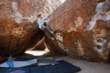 Bouldering in Hueco Tanks on 03/02/2019 with Blue Lizard Climbing and Yoga

Filename: SRM_20190302_1450190.jpg
Aperture: f/5.6
Shutter Speed: 1/250
Body: Canon EOS-1D Mark II
Lens: Canon EF 16-35mm f/2.8 L